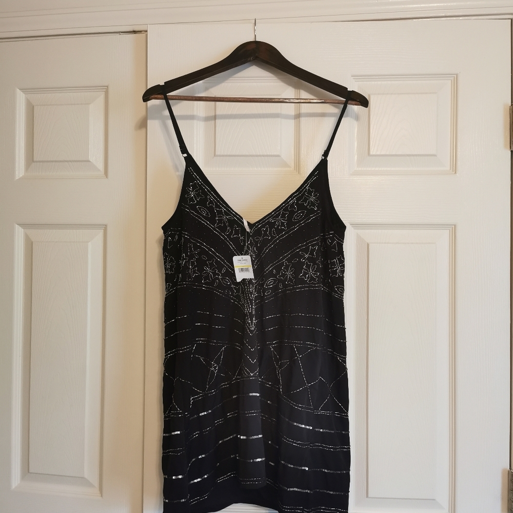 NWT free people embroidery black dress